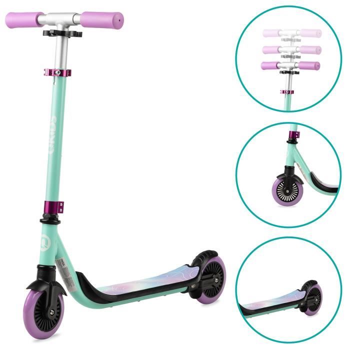 QKIDS BRO Trottinette Enfant 360°- Jusqu'à 50 kg – Roues 130mm – ABEC-7 – Réglable – Pastel
