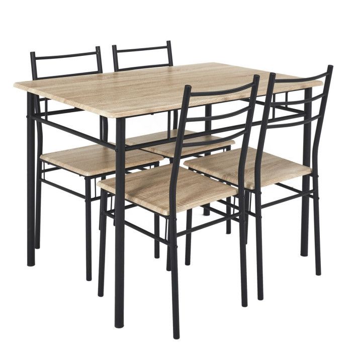 Table à Manger & 4 Chaises "Loka" 110cm Naturel