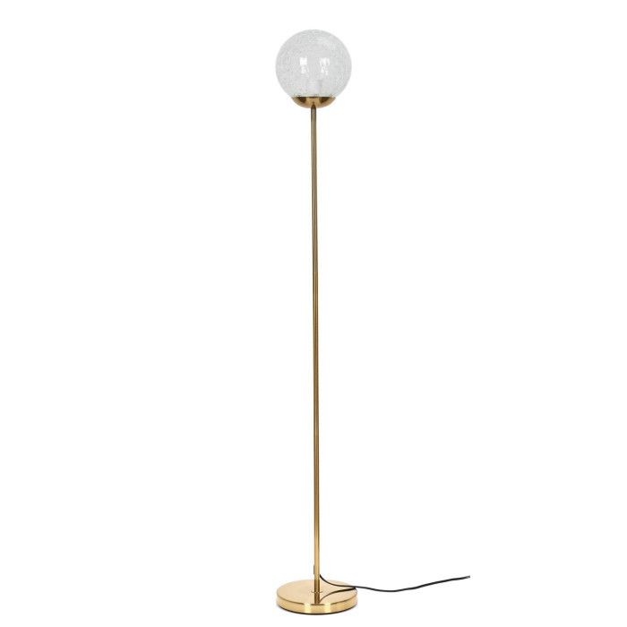 Lampadaire rétro design 140 cm — verre ciselé doré