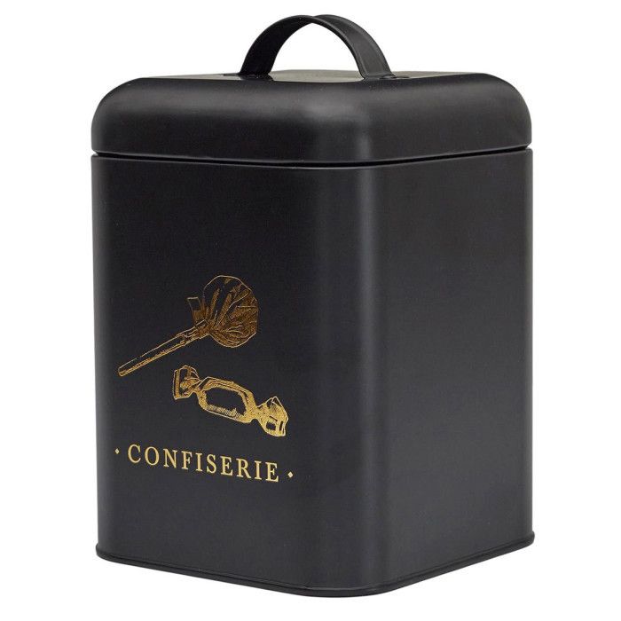 BOITE METAL NOIR ET DORE CONFISERIE