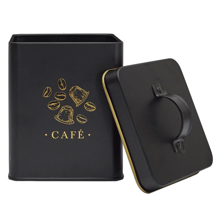 BOITE METAL NOIR ET DORE CAFE2