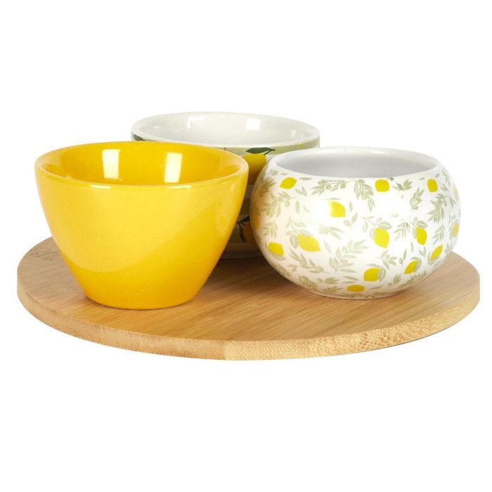 Service Apéritif "Bain de Soleil" 19cm Vert & Jaune