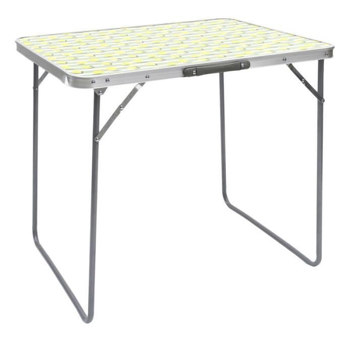 Table de Camping Pliable - Citron - Jaune & Vert - 80cm - Pratique & Utile