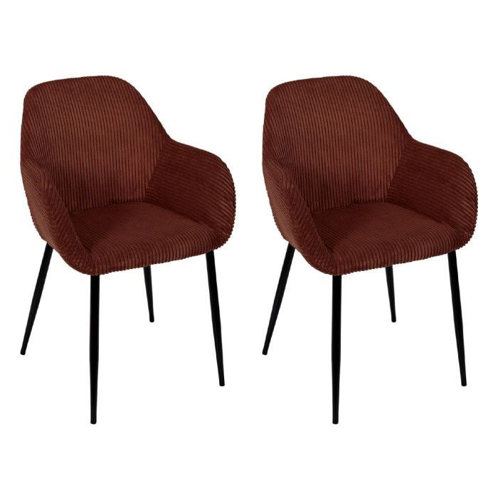 Lot de 2 Fauteuils Côtelé "Scott" 85cm Terracotta