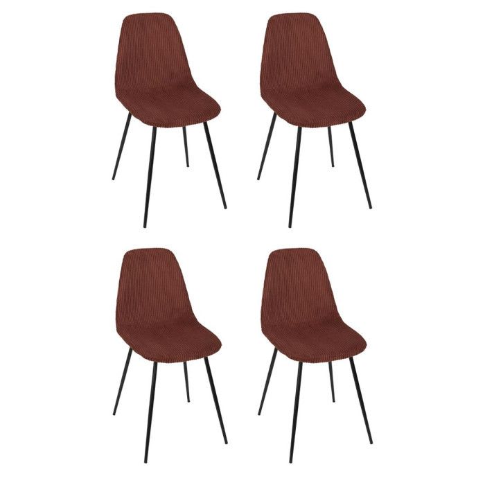 Lot de 4 Chaises Côtelé "Scott" 85cm Terracotta