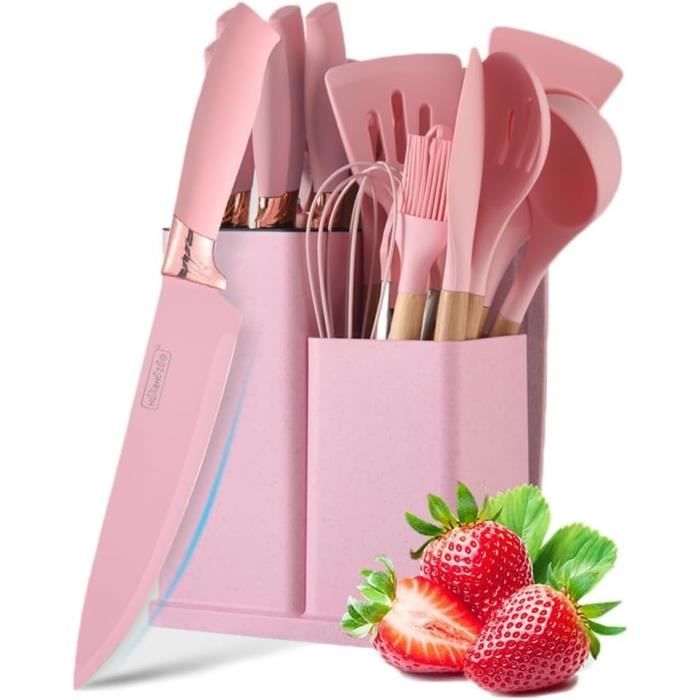 Set d'ustensiles de cuisine, 19 Ustensiles de cuisine en silicone avec support