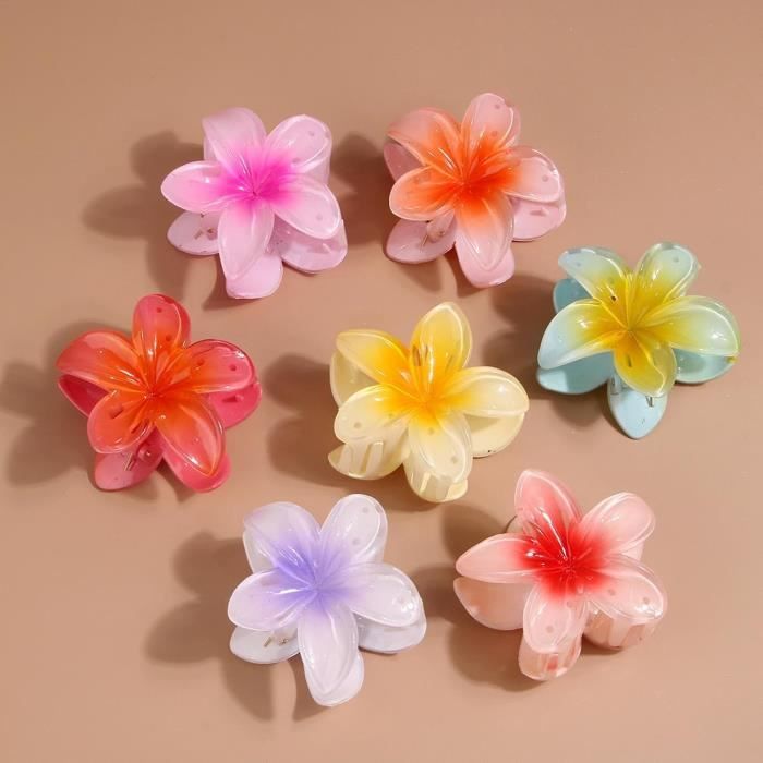 7 Pinces Pince Fleur Cheveux, Pince A Cheveux Fleur Pour Femme, Pinces À Fleurs De Plumeria, Pinces À Fleurs Pour Cheveux Épais,