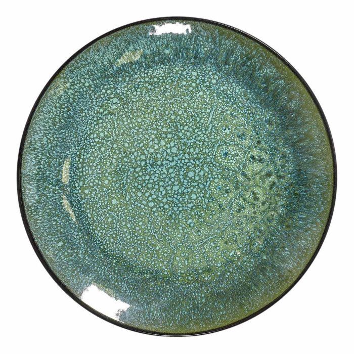 Assiette plate ronde Elia Ø 27 cm – Grès – Vert & Noir