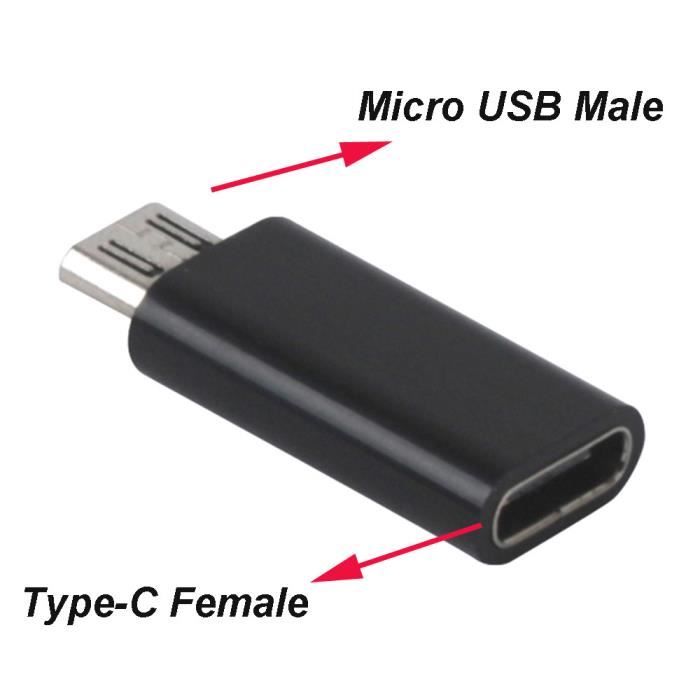 Convertisseur adaptateur type-C femelle vers micro USB mâle pour téléphones ZHM70302001BK