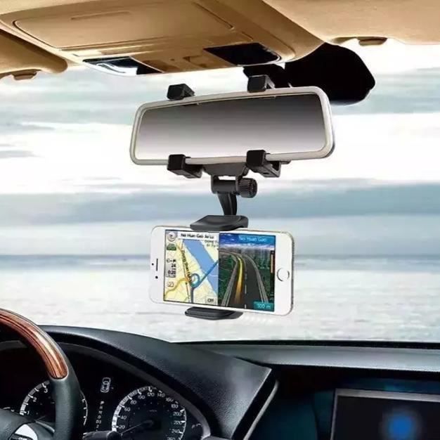 Support mécanique de support de bâti de miroir de rétroviseur de voiture pour le téléphone portable Noir jab 1223