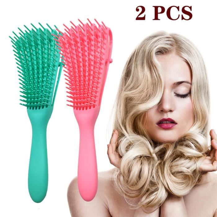 2 PCS Brosse Démêlante pour Cheveux Afro Texturés 3a à 4c Kinky Ondulés, Bouclés, Coily, Humides, Secs, Huile, Épais, Cheveux Longs