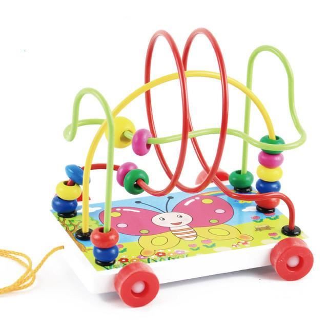 1PCS Circuit de Motricité en Bois Jouet de Insecte Boulier Jeu de Labyrinthe à Perles Enfant Garçon Fille 3 Ans Plus (Papillon)