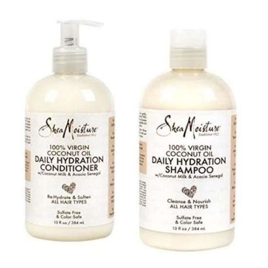 Shampoing et Après-Shampoing - SHEA MOISTURE - 100% Virgin Coconut Oil - 384ml - Hydratation Quotidienne - Mixte