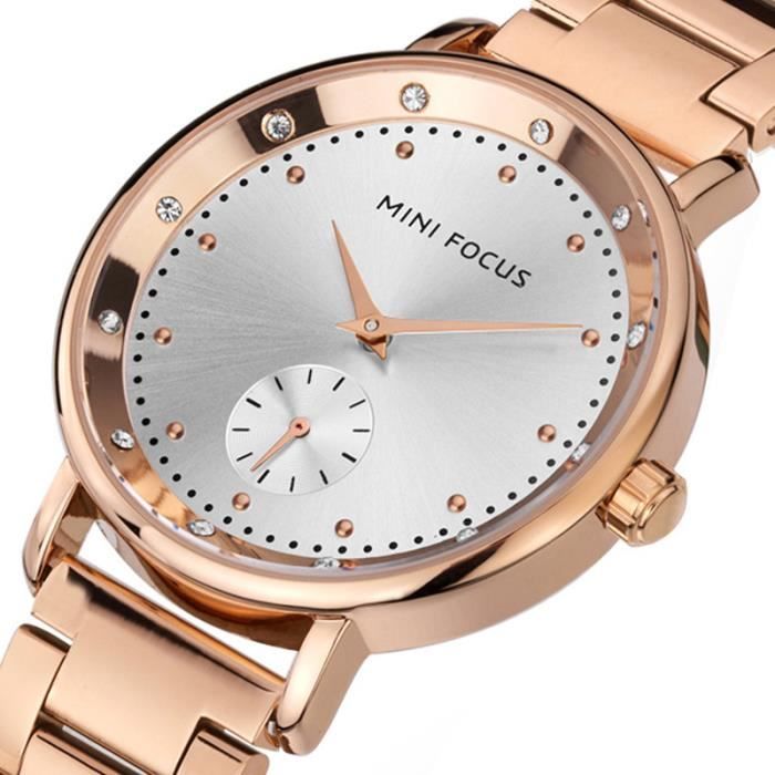 Femme Montre cadran double Fashion Bracelet en acier montre-bracelet cadeau de dame