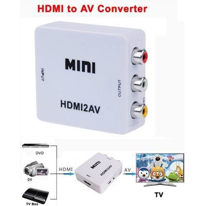 HDMI vers AV Composite RCA CVBS vidéo audio adaptateur convertisseur hdmi2av