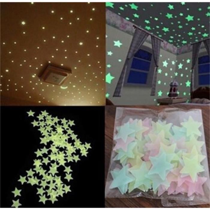 Autocollant Sticker Mural Phosphorescent Stickers Autocollant Mural Bébé Chambre Fenêtre Plafond Mur sticker 100pcs