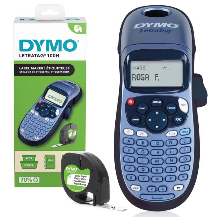 DYMO LetraTag LT-100H étiqueteuse clavier ABC, écran large, 1 cassette ruban