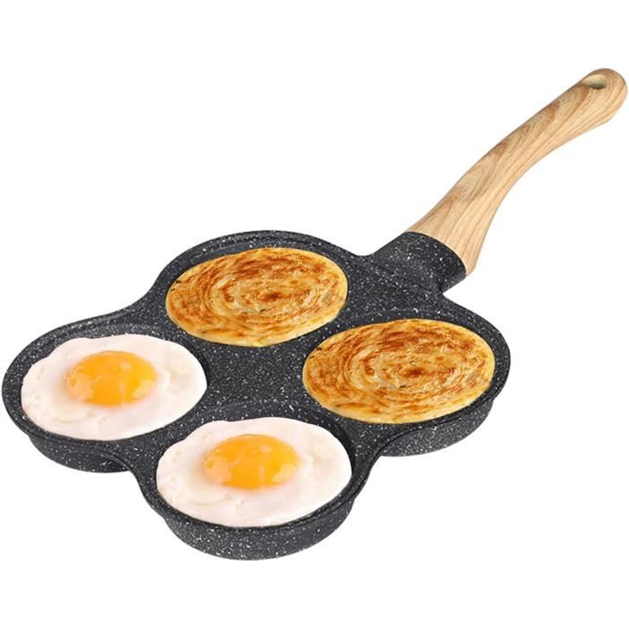 Poêle à Pancakes, Poêle à Crêpes 4 trous Poêle antiadhésive Poêle à Omelette pour Oeuf au Plat, Hamburger[329]