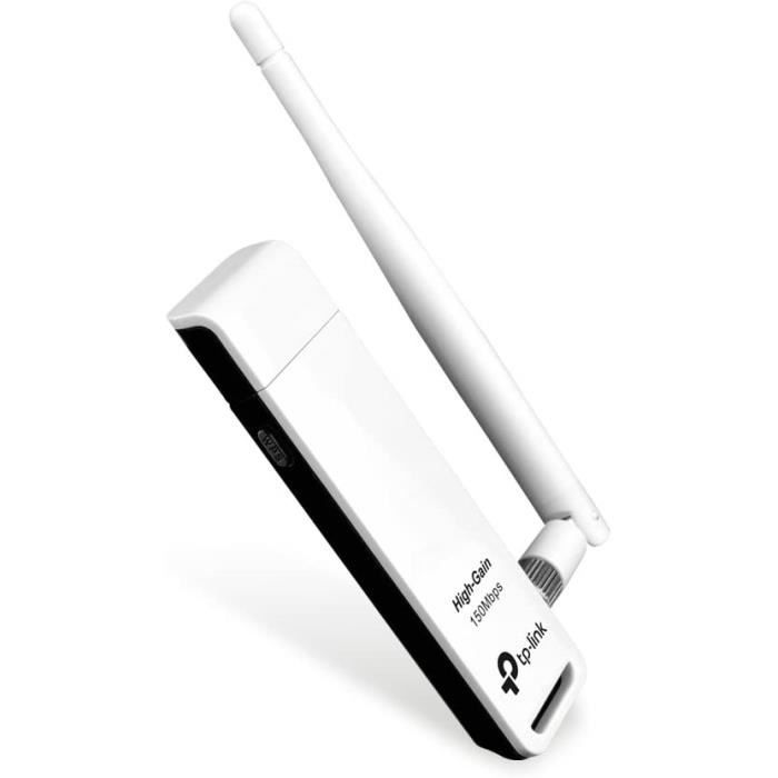 LI-TL-WN722N Adaptateur USB Wi-Fi à Gain Elevé 150 Mbps Antenne Détachable 4dBi Noir-Blanc, compatible avec Win 10-8.1-8-7-XP,[155]