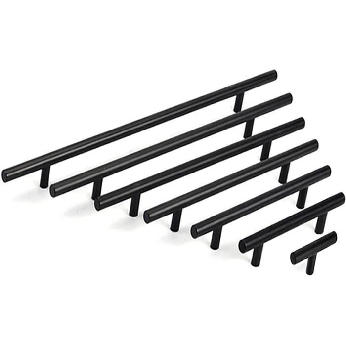 6 × Noir Poignee de Meuble Cuisine, Poignée Bâton De Porte Cuisine Meuble Placard Inoxydable (Entraxe de Trous 128mm) [659]