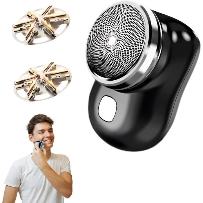 Rasoir Electriques Hommes, Mini Rasoir Electrique Portable Rechargeable, Tondeuse Barbe Homme, Mini Rasoir de Voyage avec 3 Tê[1475]