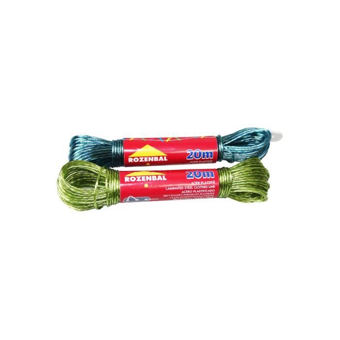 CORDE À LINGE ACIER PLASTIFIÉE 20 M  AVEC TENDEUR