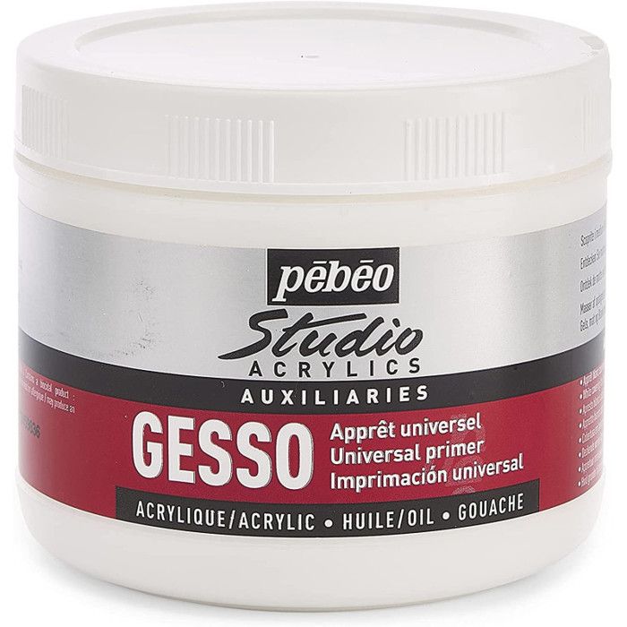 Apprêt - PEBEO - Gesso Studio - 500 ml - Blanc - Sèche rapidement - Surface mate