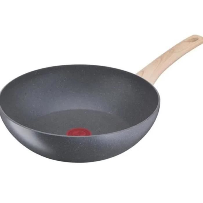 TEFAL G2661902 NATURAL FORCE Poêle wok 28 cm, revêtement antiadhésif Mineralia+, tous feux dont induction