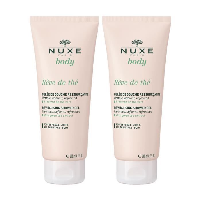 Gel douche revitalisant NUXE - Thé vert - 2x200ml - Sans parabène