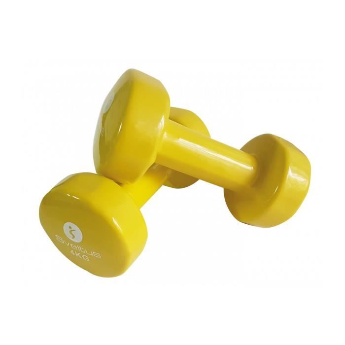 Haltères en métal enrobé vinyle - SVELTUS - 4 kg x2 - Toucher lisse et agréable - Finition brillante