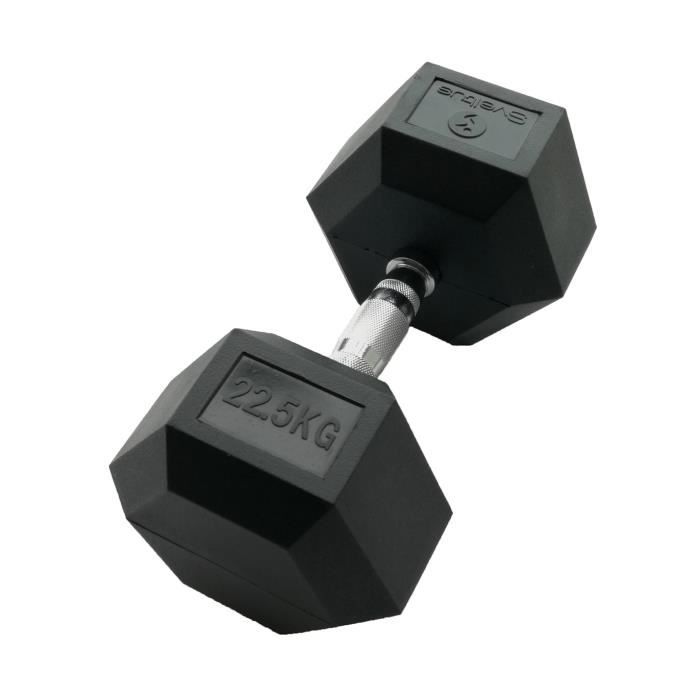 Haltère hexagonale SVELTUS - 22 kg - Noir - Poignée ergonomique chromée