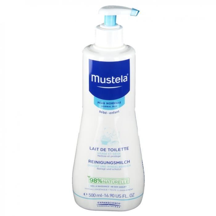 Mustela Latte de Toilette Peau Normale 500 ml – Lait Nettoyant Sans Rinçage pour Bébé