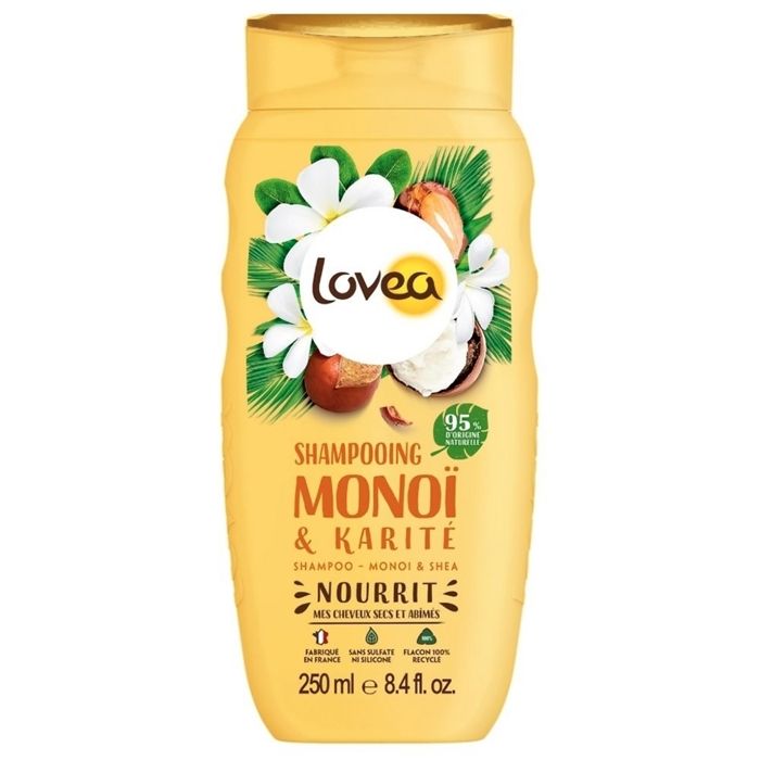 Lovea shampoing monoï & karité cheveux secs et abimés 250ml