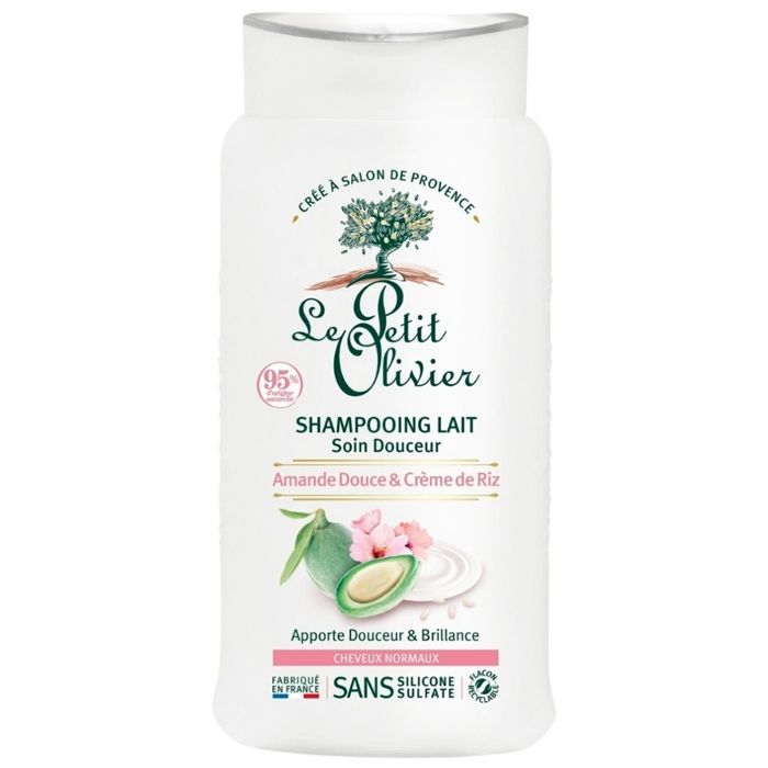 Shampooing Lait Soin Douceur, Amande Douce & Crème de Riz,Tous Types de cheveux, Sans Silicone, Sans Sulfate, 250 ml