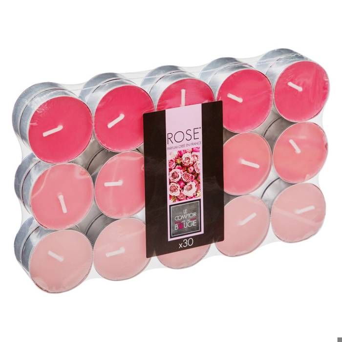Lot de 30 bougies parfumées - rose - 320g - Rose - Atmosphera createur d'interieur