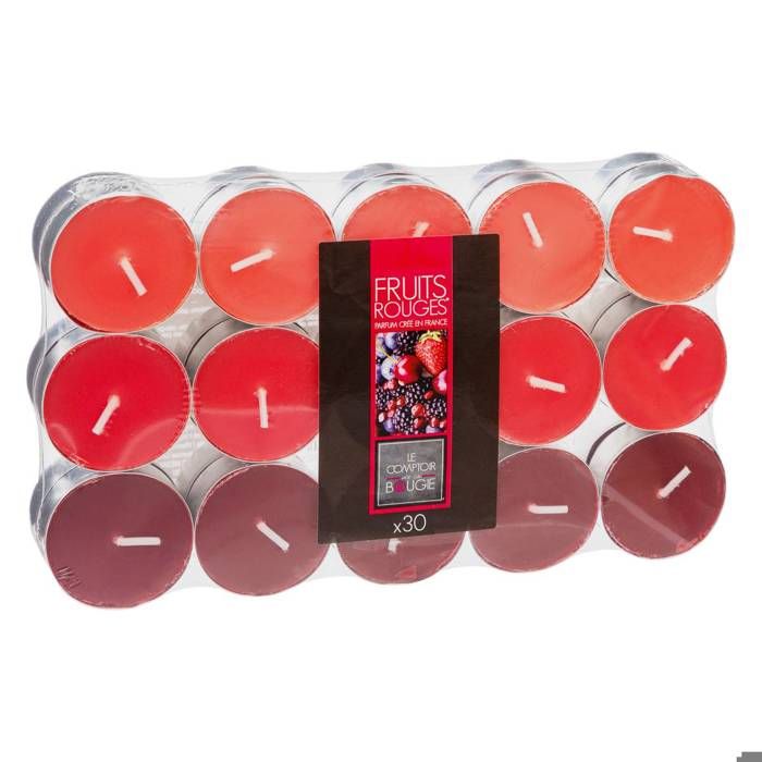 Lot de 30 bougies parfumées - fruits rouges - 350g - Rouge - Atmosphera createur d'interieur
