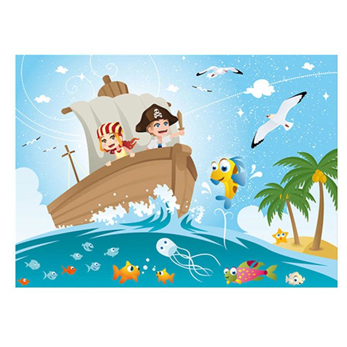 4 PUZZLE ENFANT 48 PIECES PRINCESSE PIRATE ANIMAUX