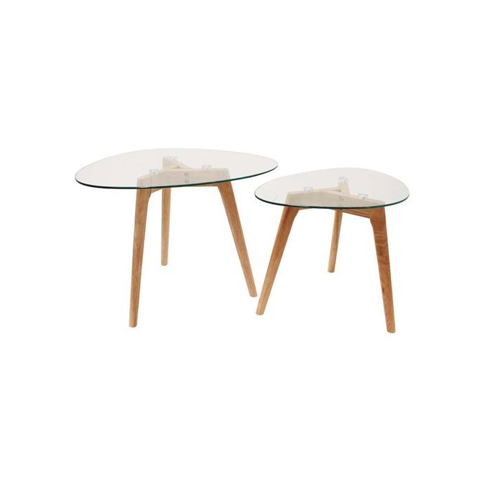 Lot 2 tables gigognes galet verre trempé Blanc
