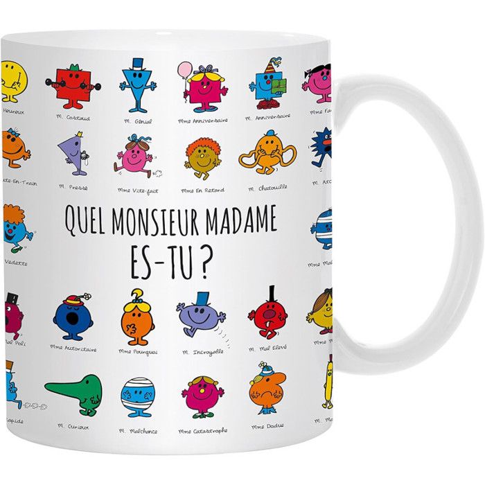 Mug thermoréactif - Monsieur Madame - MM3107 - Céramique - Blanc noir multicolore - 12x9,5cm