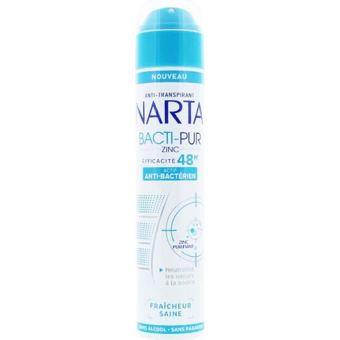 Narta Bacti-Pur Déodorant Spray Femme Anti-Transpirant et Anti-Bactérien 48h 200ml