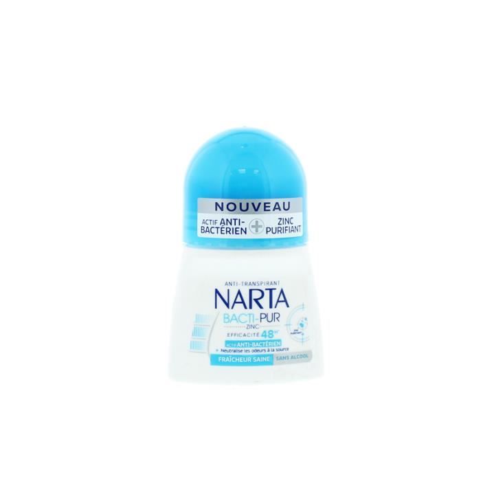Déodorant Anti-Transpirant Narta Bacti-Pur Zinc Anti-Bactérien 48h Bille 50 ml