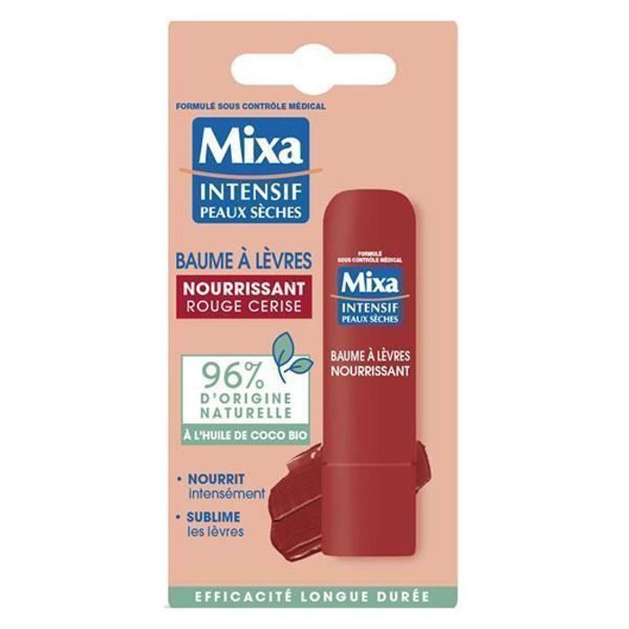 Baume à lèvres - Mixa - Naturel Rouge Cerise - 4.7g - Nourrissant - Hydratant - 100% Végétal