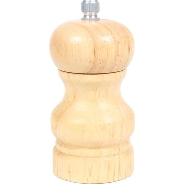 Cook Concept KA4631 Moulin manuel à poivre ou sel Bois Petit modèle Beige Broyeur céramique réglable D4,9 x H10 cm