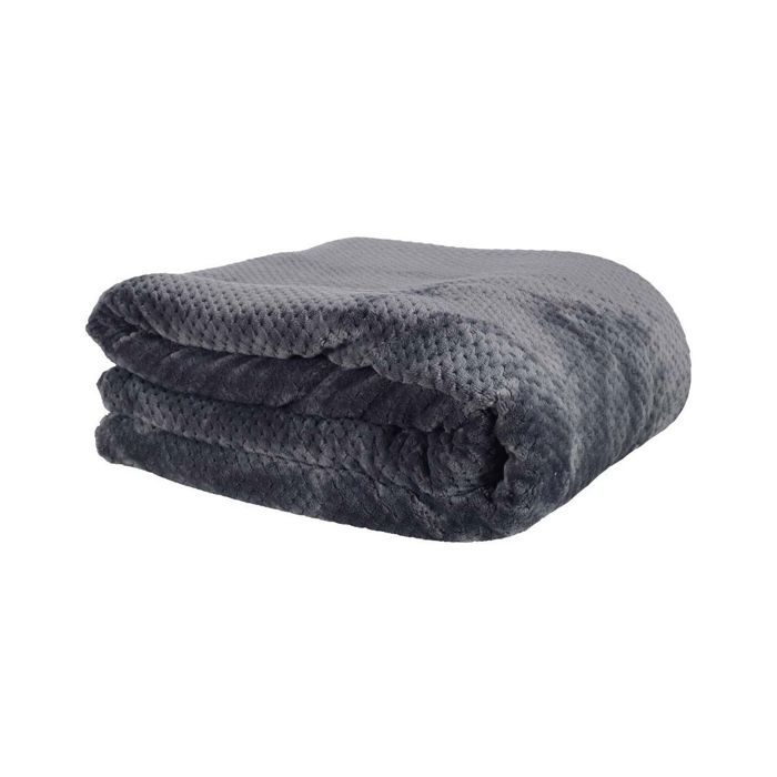 Plaid sherpa effet nid d'abeille 180x220 cm gris foncé
