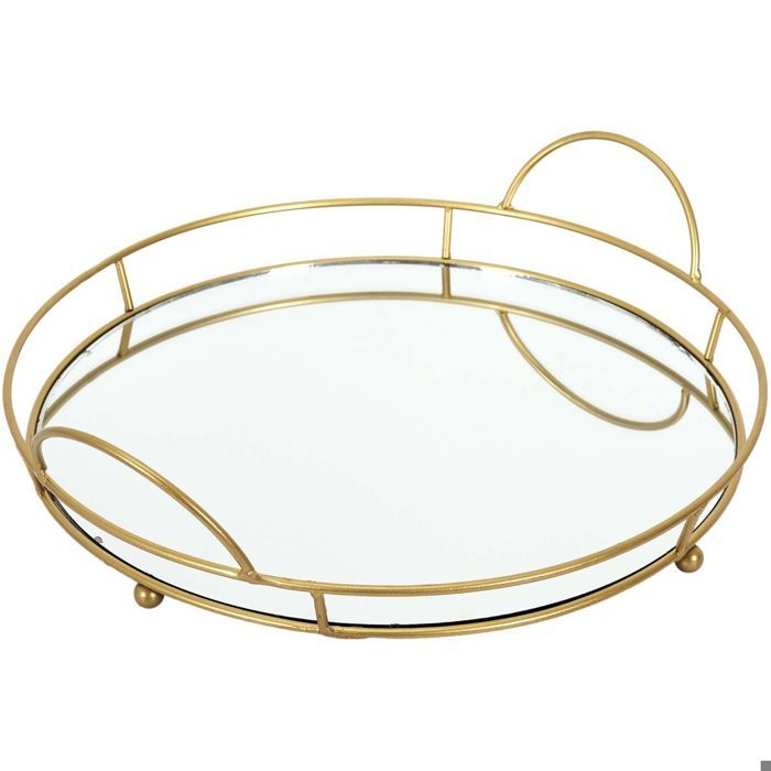 Plateau de présentation rond miroir 34 cm