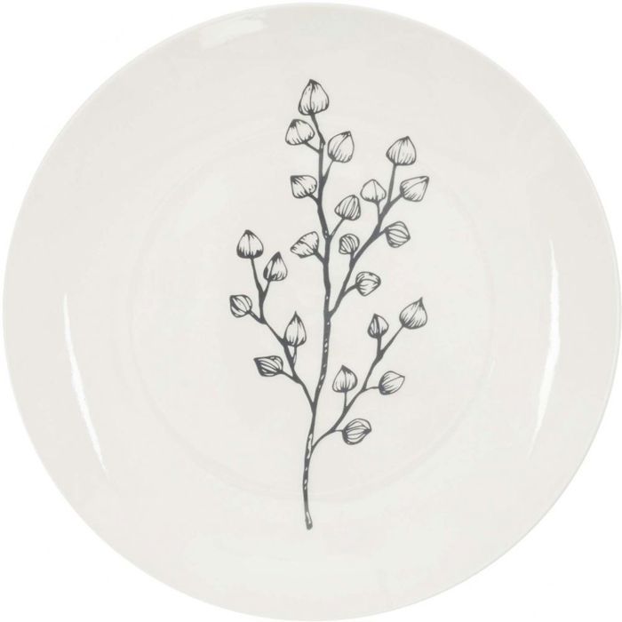 Assiette en porcelaine Cottage 20 cm blanc et gris Blanc Et Gris