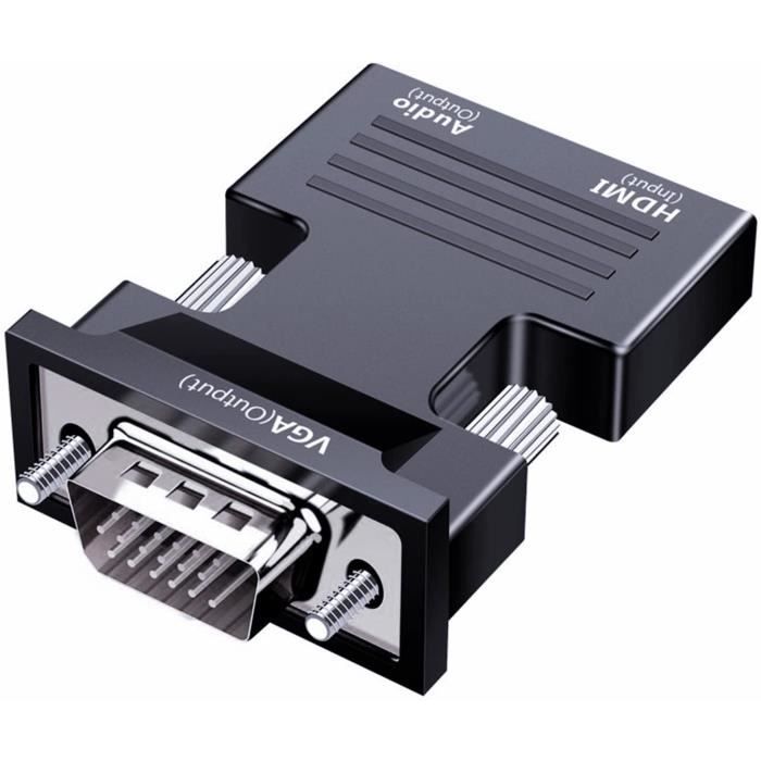 Adaptateur HDMI vers VGA, convertisseur HDMI vers VGA 1080P 60Hz HDMI Femelle to VGA mâle avec câble Audio 3,5 mm convertisse[L115]