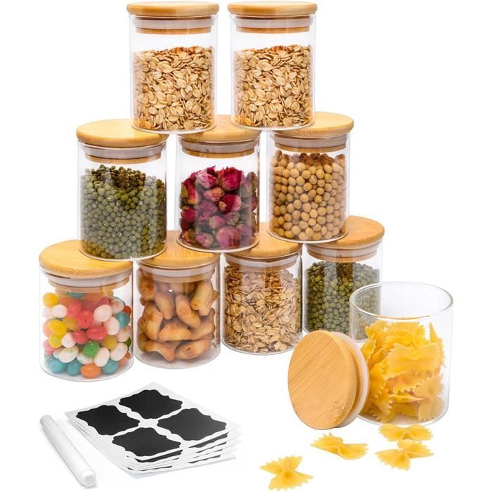 AJW-Lot de 10 Bocaux en Verre 250ml Hermétique Bocal en Verre avec Couvercle et Rondelle pour Épices Café Sucre Pots de Conser[140]