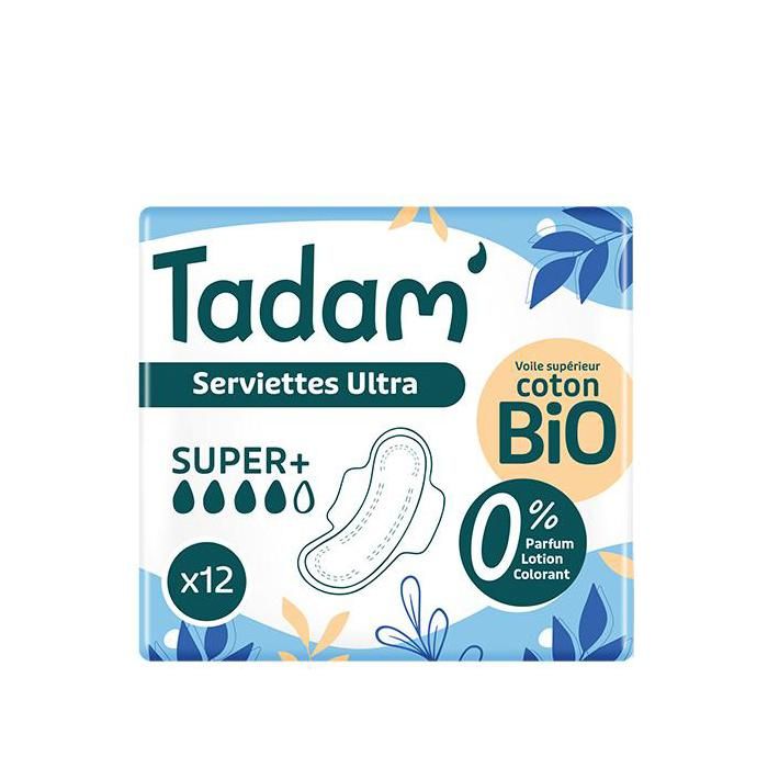 Tadam' Hygiène Féminine Serviette Dermo-Sensitive Ultra Super 12 unités