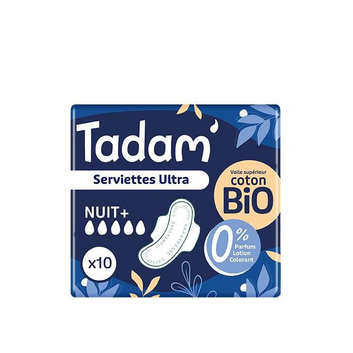 Tadam' Hygiène Féminine Serviette Dermo-Sensitive Ultra Nuit 10 unités
